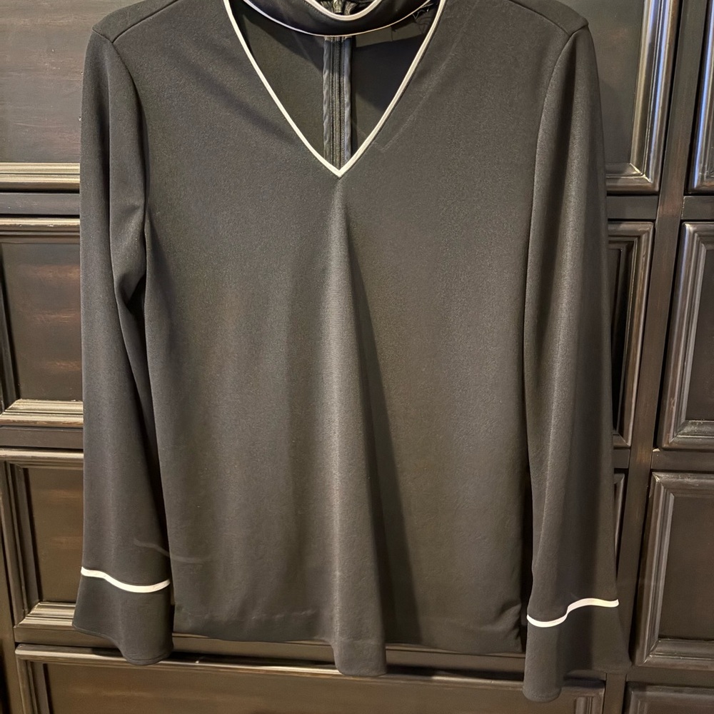 Karl Lagerfeld Black Top with White Piping